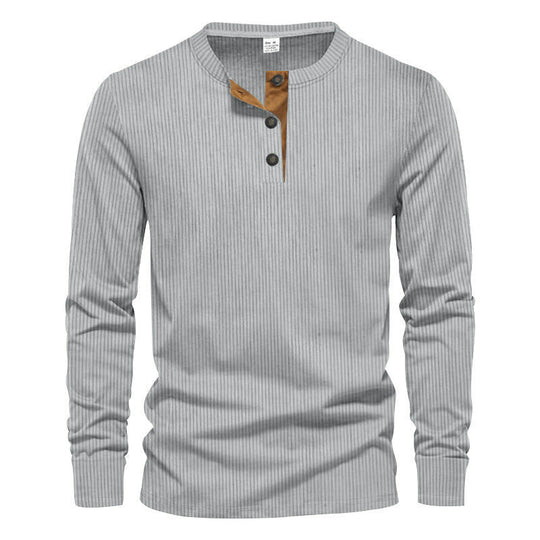 Herren Langarm-Henley-Shirt mit strukturiertem Design