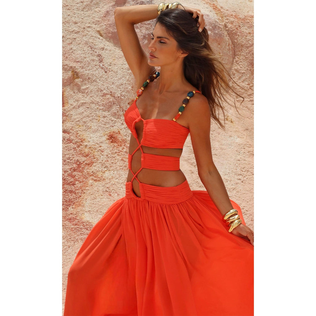 Damen Maxikleid mit einzigartigem Cut-Out Design Shopnory