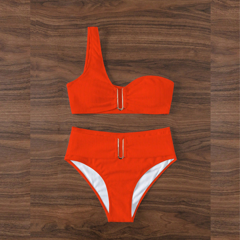 Damen High-Waist Bikini mit geschmackvollem Goldakzent