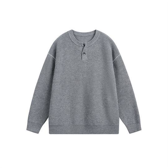 Unisex Grobstrick-Henley-Pullover mit Knopfleiste und Drop-Shoulder Shop Nory