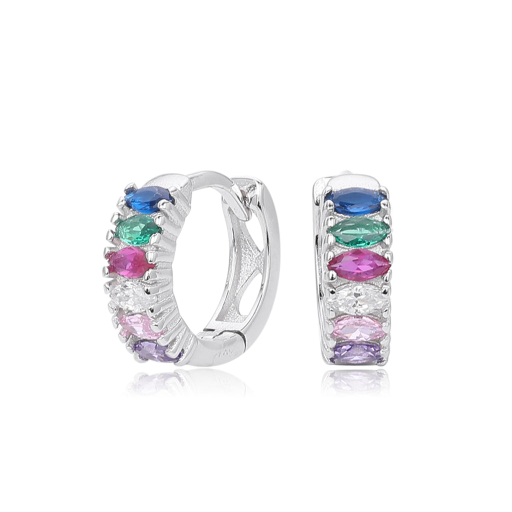 Damen Creolen mit bunten Zirkonia und hochwertiger 925 Sterlingsilberfassung Shop Nory