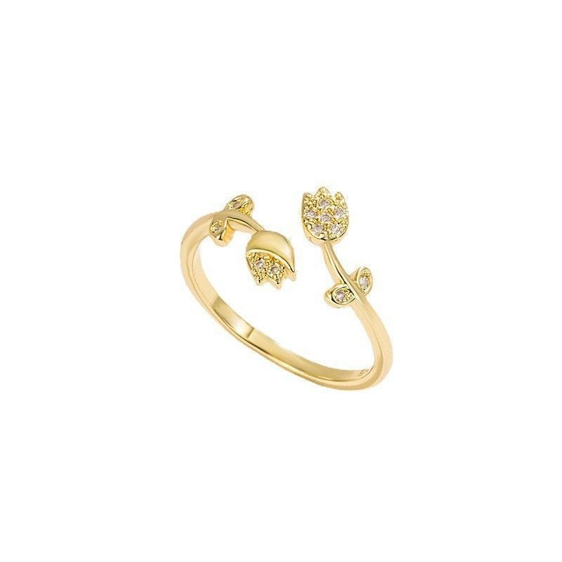 Damen Offener Ring mit funkelnden Zirkonia und kunstvollem Design Shop Nory