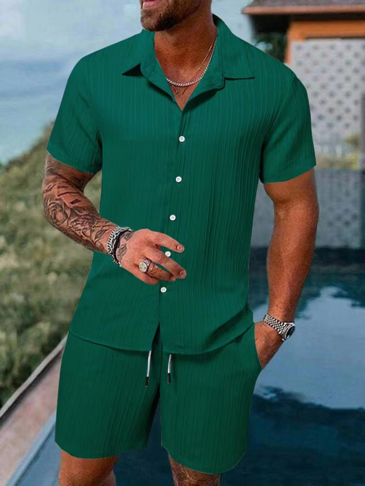 Herren atmungsaktives Sport-Set mit Kurzarm-Hemd und Shorts