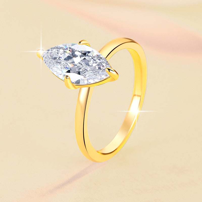 Damen Verlobungsring mit elegantem Marquise-Stein und feiner Silberfassung Shop Nory
