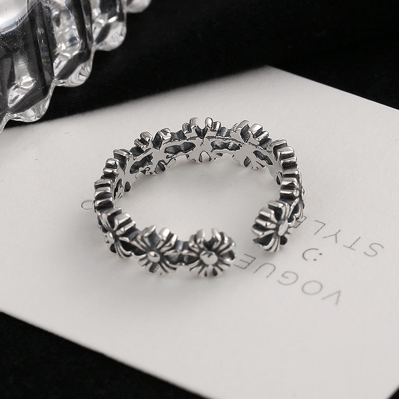 Damen Ring aus hochwertigem Edelstahl mit floralem Design Shop Nory