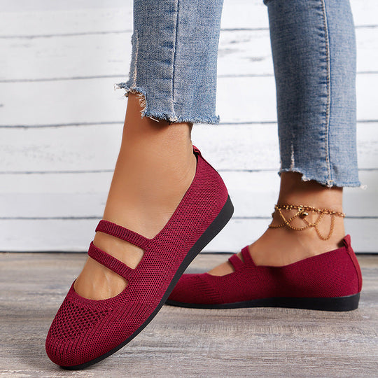 Flache Slipper mit Riemen Über Dem Spann und Flacher Sohle für Damen