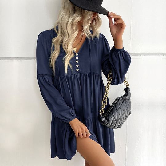 Damen Fließendes Hemdblusenkleid mit Rüschen Shop Nory