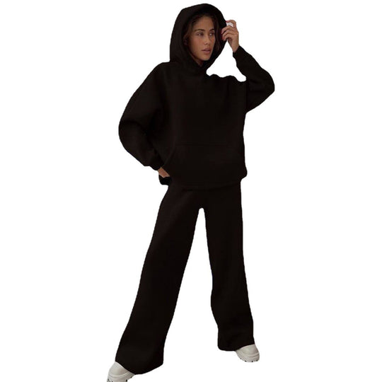 Damen nan Cozy-Komplettset mit extraweichem Oversize-Hoodie, Kängurutasche und High-Waist Palazzo-Sweathose Shop Nory