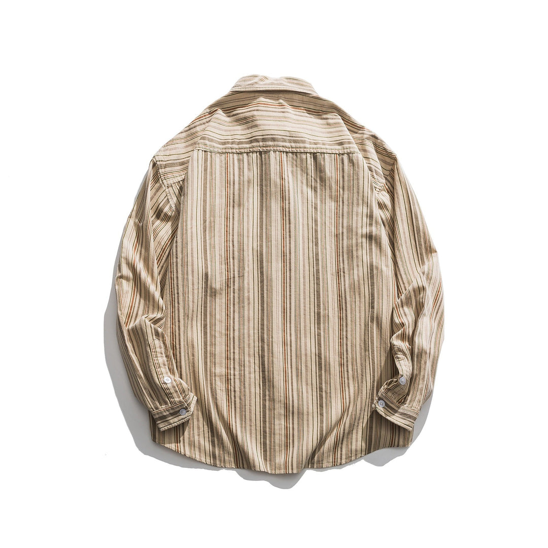Herren Gestreiftes Leichtes Overshirt-Hemd mit Brusttasche und Kentkragen Shop Nory