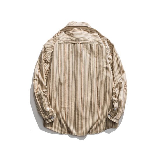 Herren Gestreiftes Leichtes Overshirt-Hemd mit Brusttasche und Kentkragen Shop Nory