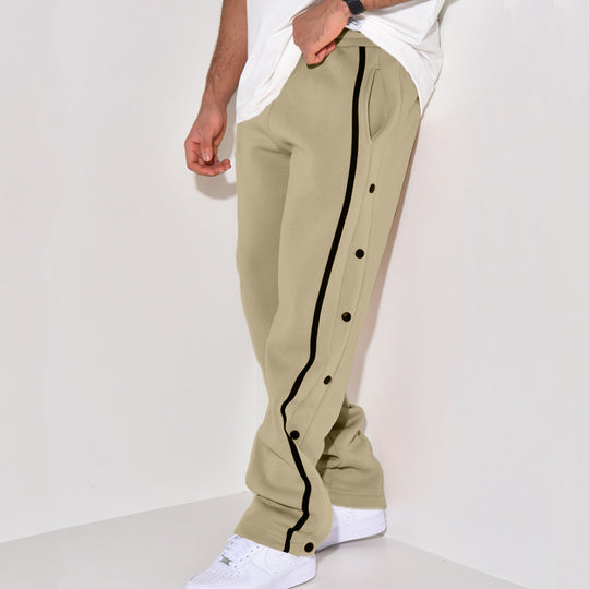 Herren Snap-Trackhose mit seitlichem Kontraststreifen, Druckknopf-Leiste und elastischem Bund Shop Nory
