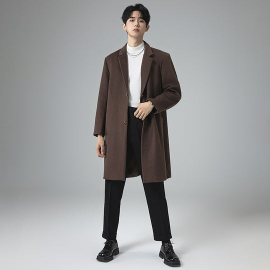Herren Eleganter Longline-Wollmantel mit minimalistischem Revers und taillierter Silhouette Shop Nory