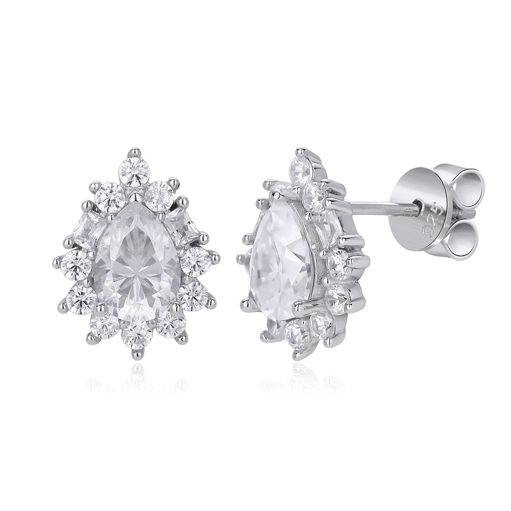 Damen Ohrstecker aus hochwertigem 925 Sterling Silber mit funkelnden Moissanit-Steinen Shop Nory