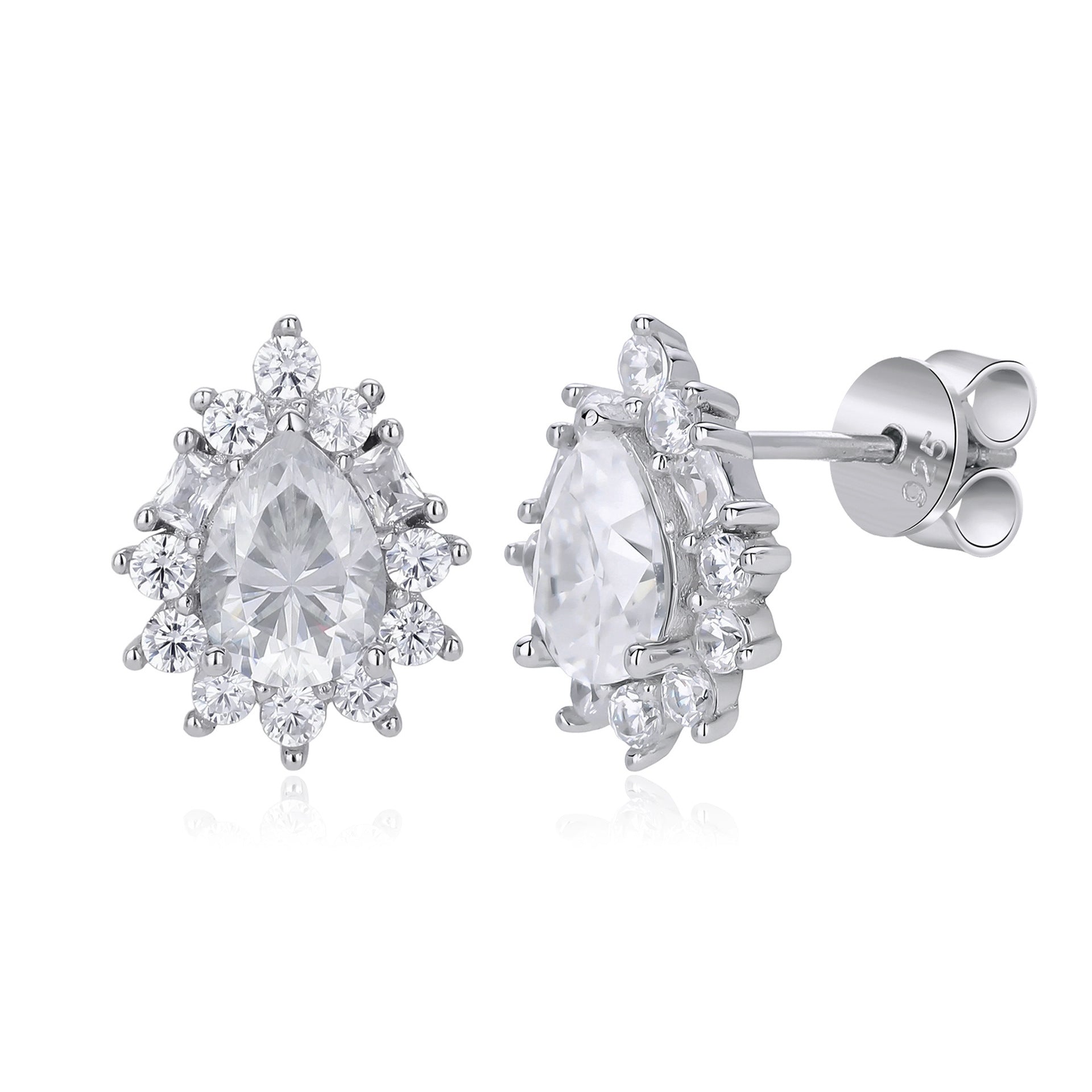 Damen Ohrstecker aus hochwertigem 925 Sterling Silber mit funkelnden Moissanit-Steinen Shop Nory