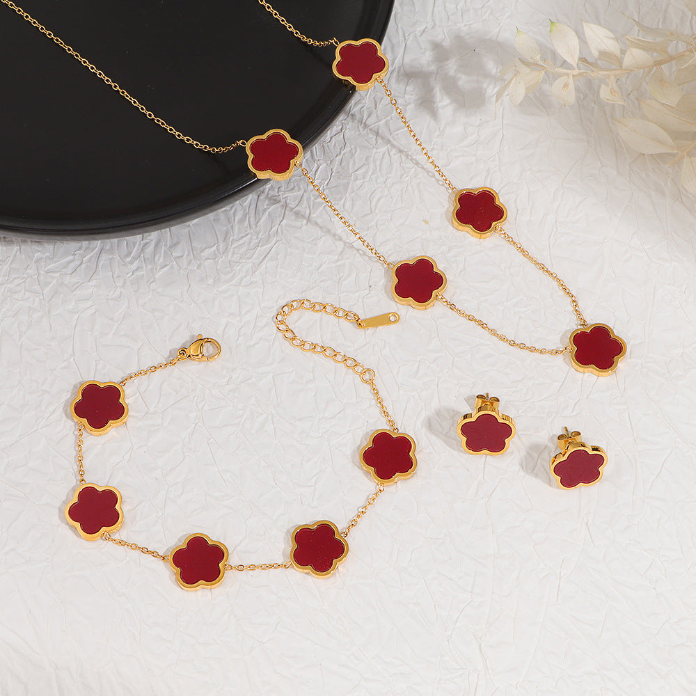 Damen elegante Kette mit blütenförmigen Anhängern Shop Nory