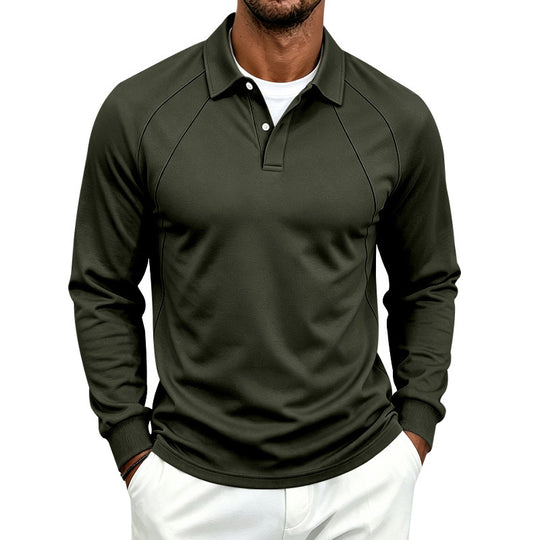 Herren Polo-Sweatshirt mit Raglanärmeln, Halbknopfleiste und Rippbündchen Shop Nory