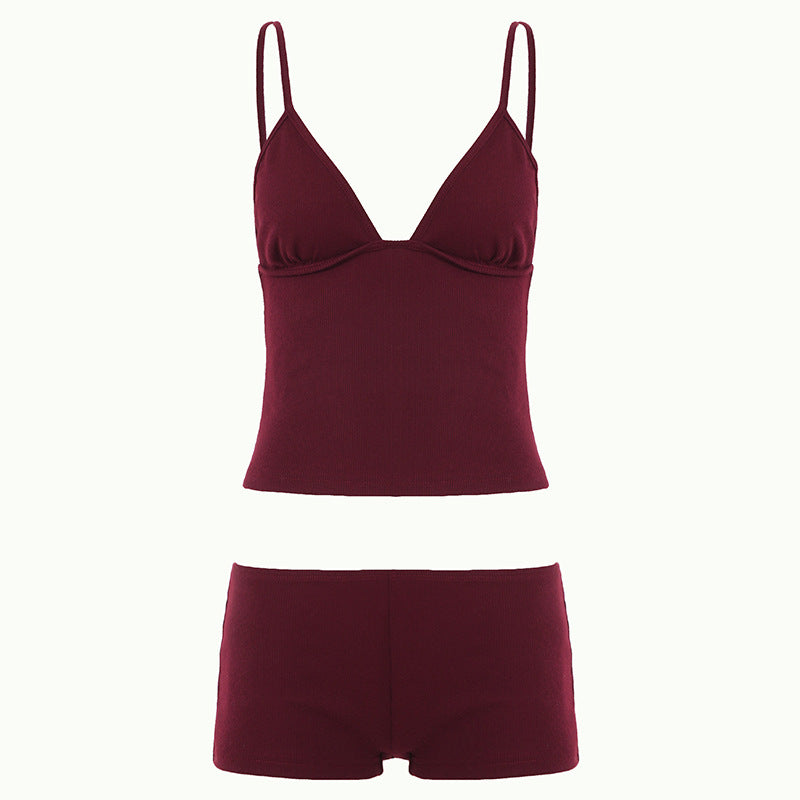Damen Pyjama-Set mit Rüschendetails und Knopfverschluss