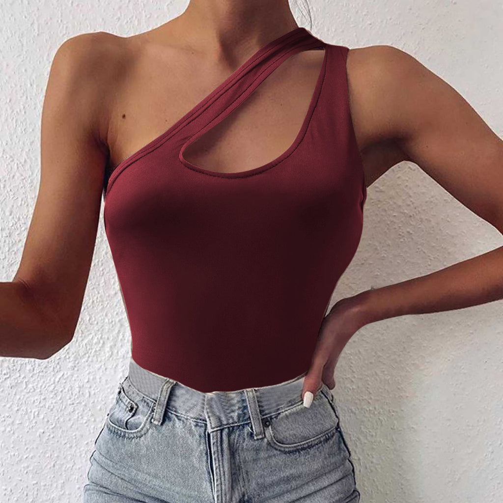 Damen asymmetrisches Bodysuit mit modischem Cut-Out