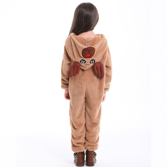 Mädchen Plüsch Rentier Overall mit Kapuze und Ohren Shop Nory