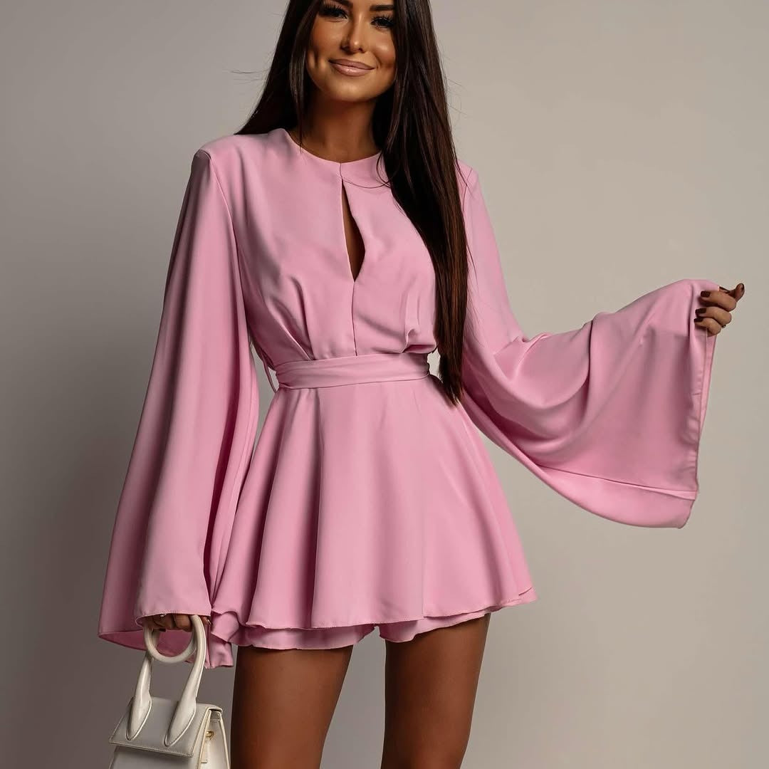 Damen Kurzer Playsuit mit weiten Kimonoärmeln und Taillengürtel Shop Nory