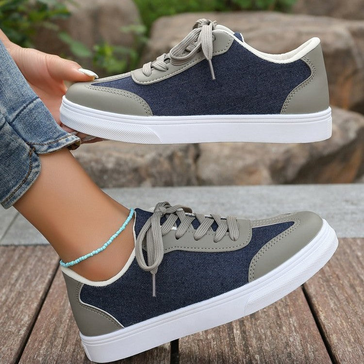 Damen Plateau‑Sneaker im Denim‑Look mit gepolstertem Komfortfußbett und Elastik‑Schnürung Shop Nory