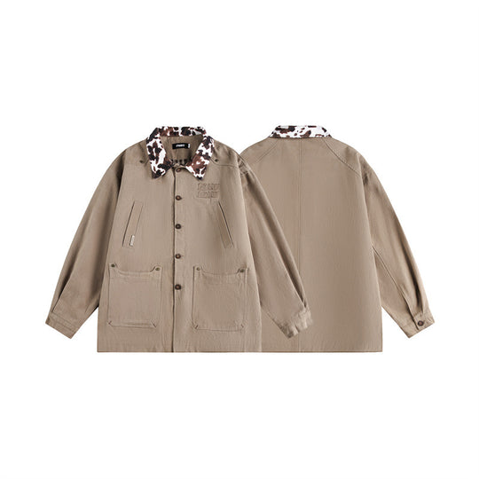 Unisex Overshirt im Utility-Workstyle mit kunstfellbesetztem Kragen und großen Pattentaschen Shop Nory