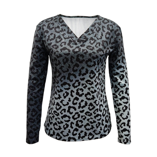 Damen V-Ausschnitt Langarmoberteil mit Ombre-Leo-Muster und lässiger Passform Shop Nory