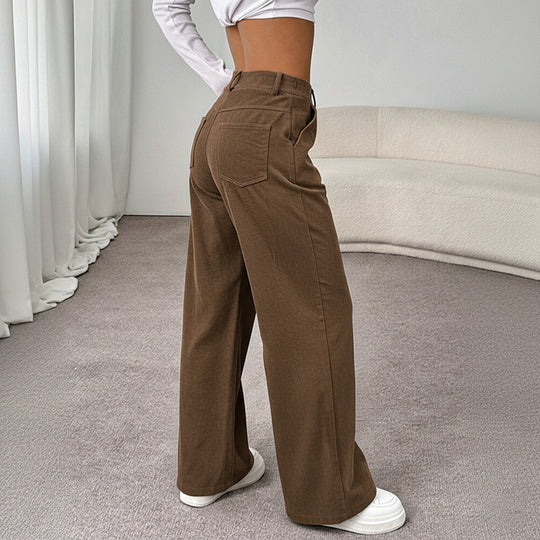 Damen Hochtaillierte Palazzo-Hose mit weitem Bein und Gürtelschlaufen Shop Nory
