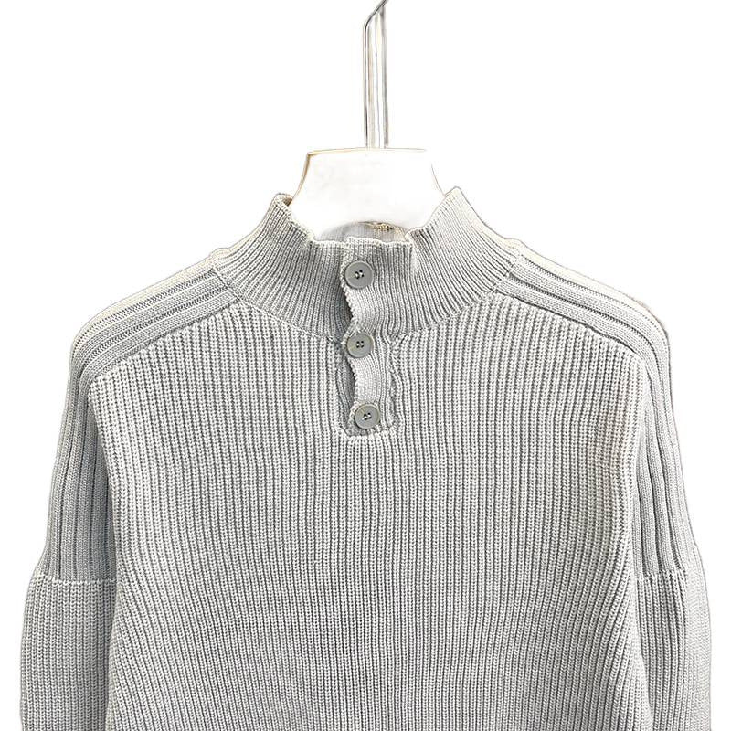 Herren Grobstrick-Pullover mit halber Knopfleiste und hohem Stehkragen Shop Nory