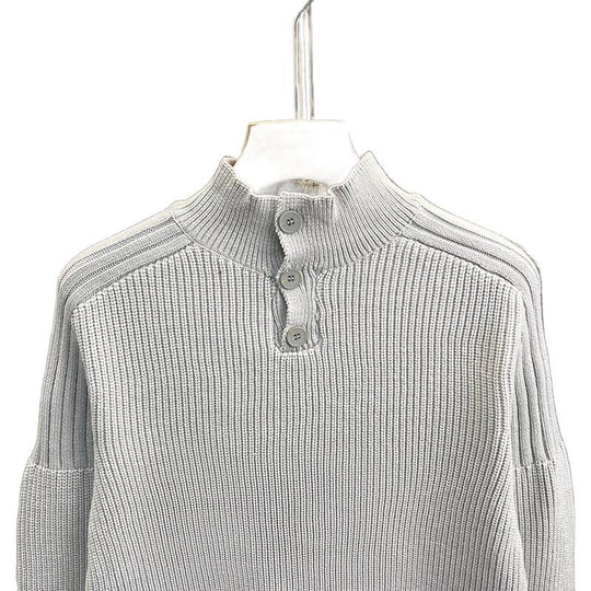 Herren Grobstrick-Pullover mit halber Knopfleiste und hohem Stehkragen Shop Nory