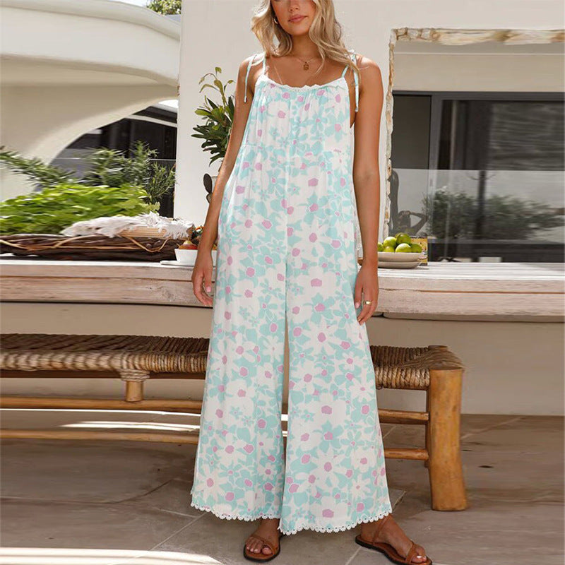 Damen Maxikleid mit floralem Muster und verstellbaren Trägern Shopnory