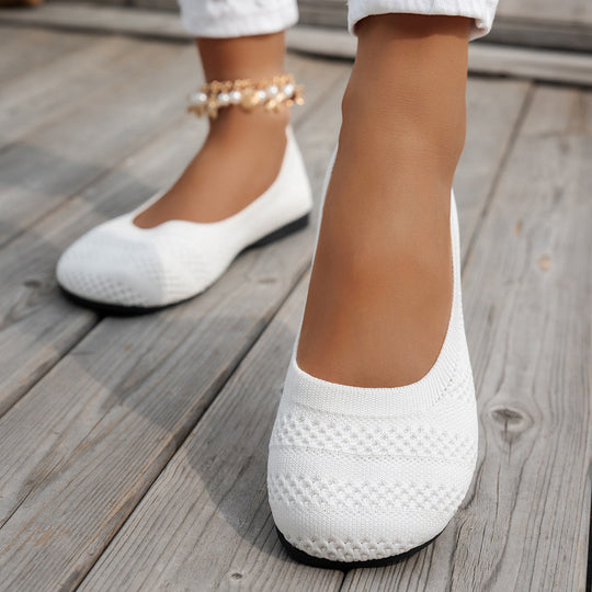 Damen Ballerinas mit elastischem Strickdesign und rutschfester Sohle