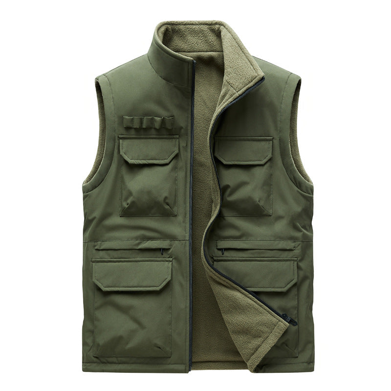 Herren Outdoor-Utilityweste mit acht Multifunktionstaschen, robustem Baumwollmix und Windschutzkragen Shop Nory