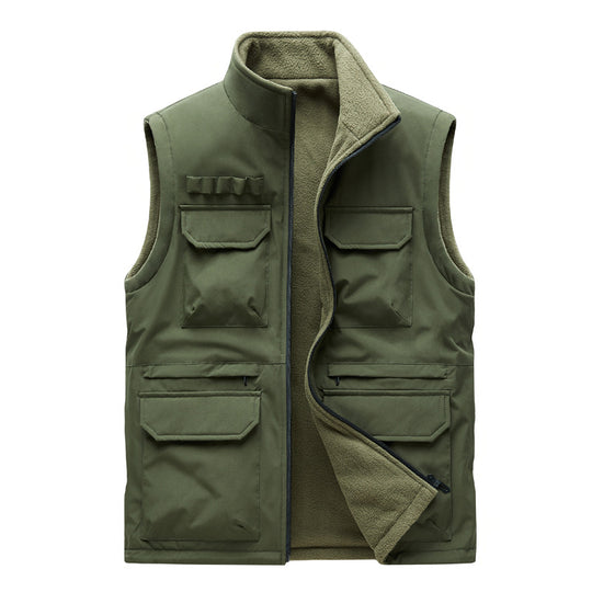 Herren Outdoor-Utilityweste mit acht Multifunktionstaschen, robustem Baumwollmix und Windschutzkragen Shop Nory