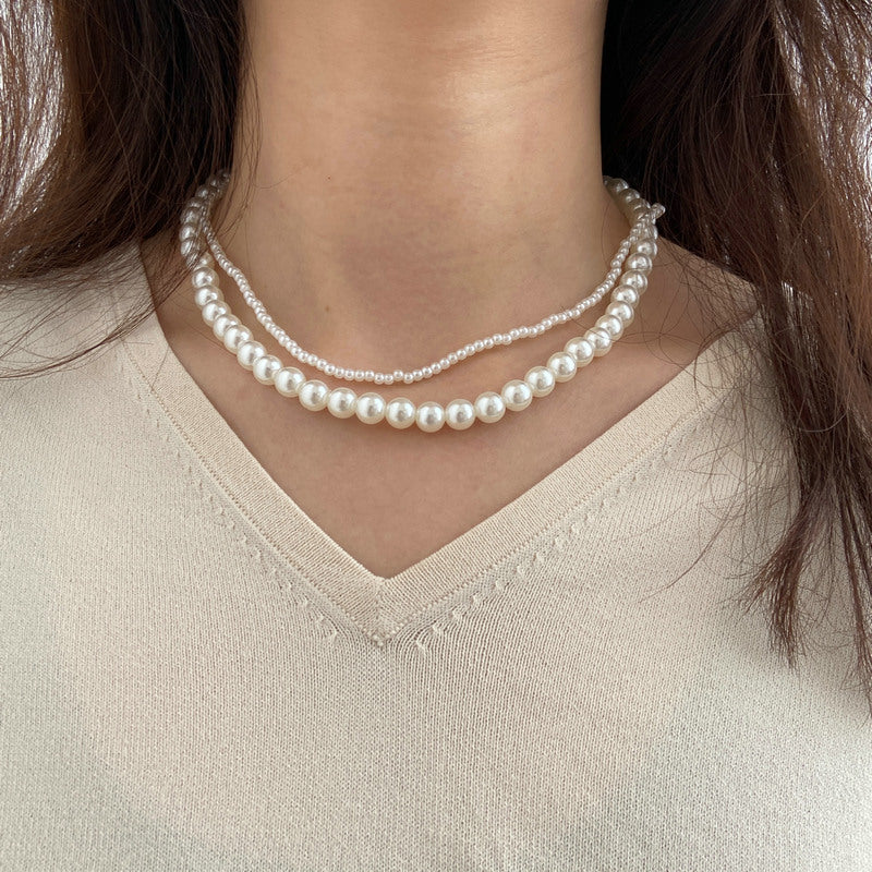 Damen Perlen-Halskette im eleganten mehrlagigen Design Shop Nory