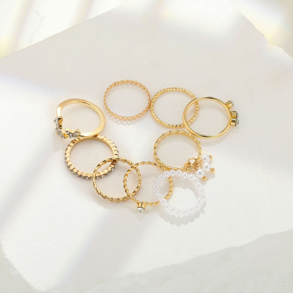 Damen Schmuckring-Set mit filigranen Designs und funkelnden Akzenten Shop Nory