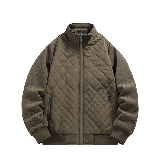 Herren gesteppte Hybridjacke mit Stehkragen und Strickärmeln Shop Nory