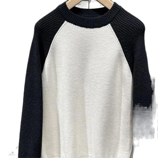 Herren Raglan-Kontraststrickpullover mit feiner Rippstruktur und gerippten Bündchen Shop Nory