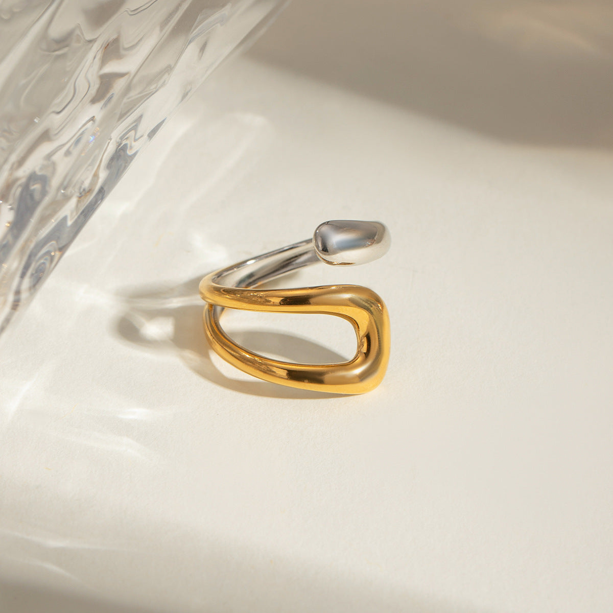 Damen Offener Ring aus hypoallergenem Edelstahl mit verstellbarem Design Shop Nory