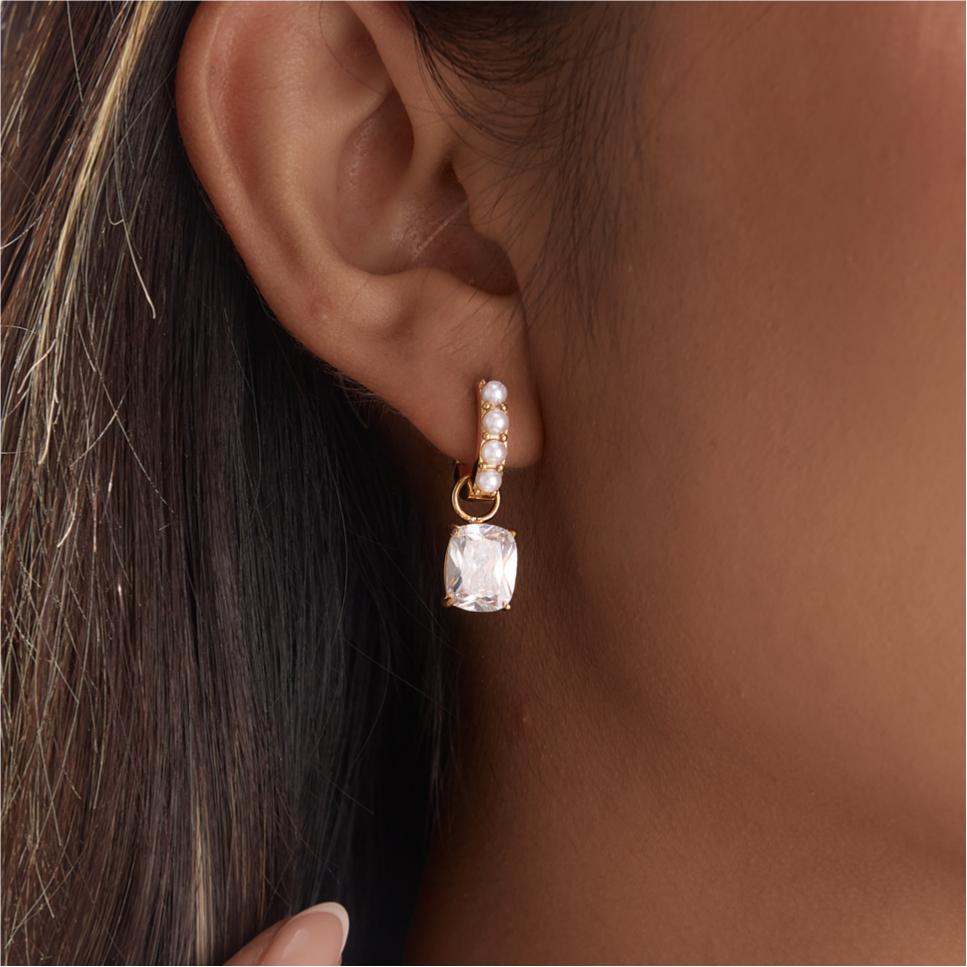 Damen Ohrhänger mit funkelndem Kristall-Design und eleganten Perlenakzenten Shop Nory