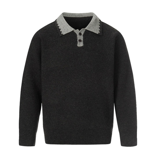 Herren Grobstrick-Polopullover mit Kontrastkragen und Halbknopfleiste Shop Nory