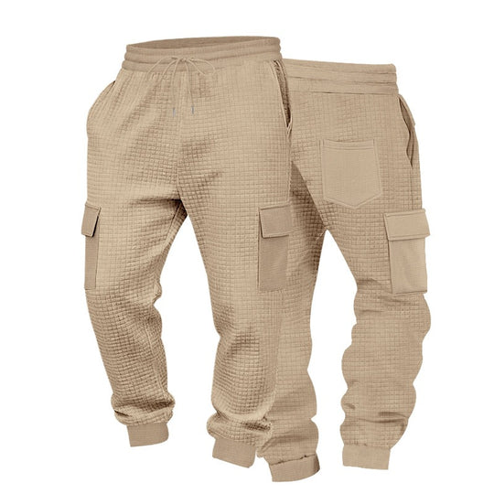 Herren Texturierte Waffel-Cargo-Jogginghose mit elastischem Bund und Multifunktions-Taschendesign Shop Nory