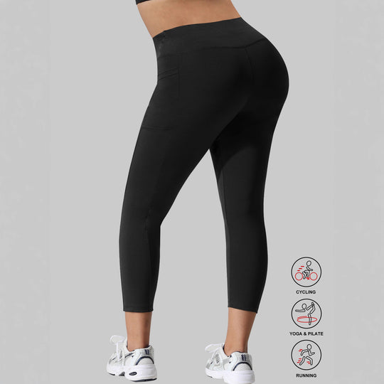 Damen Capri-Trainingstights mit hohem Bund, Slim-Fit und seitlichen Taschen Shopy Nory