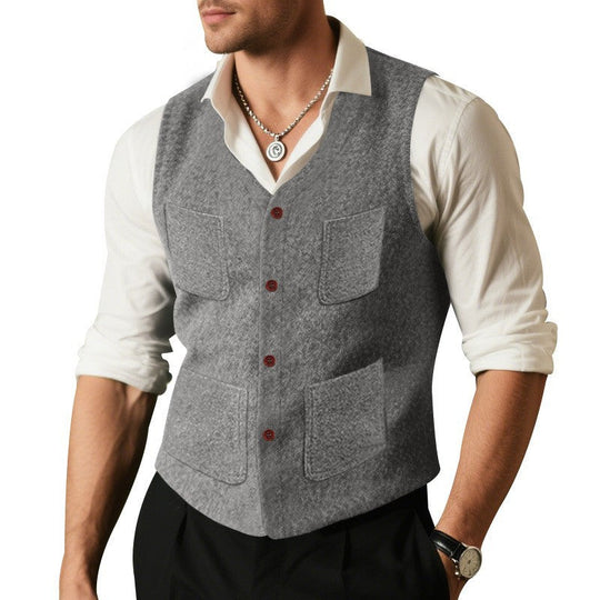 Herren Weste mit funktionalen Taschen und eleganten Knopfdetails
