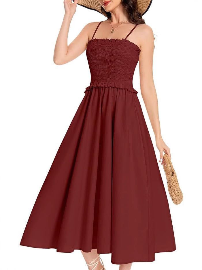 Damen Maxikleid mit geschnürtem Oberteil und fließendem Rock
