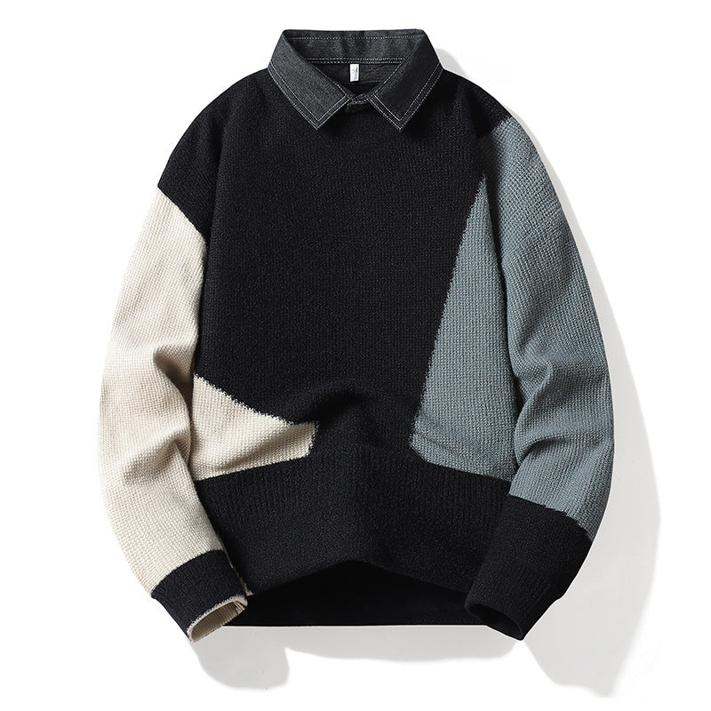 Herren Modischer Strickpullover mit Hemdkragen Shop Nory