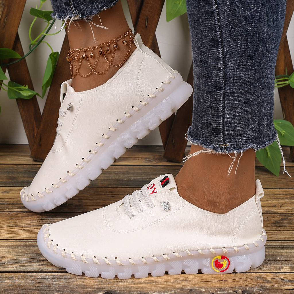 Damen Atmungsaktive und bequeme Freizeitschuhe mit elastischen Schnürsenkeln Shopnory