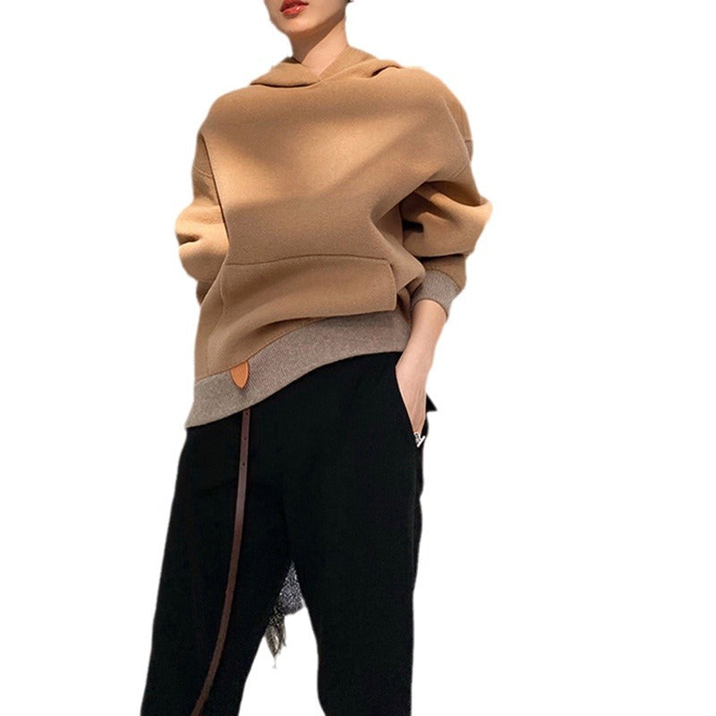 Damen Oversized Sweatjacke mit Kapuze und modernem Houndstooth-Muster Shop Nory