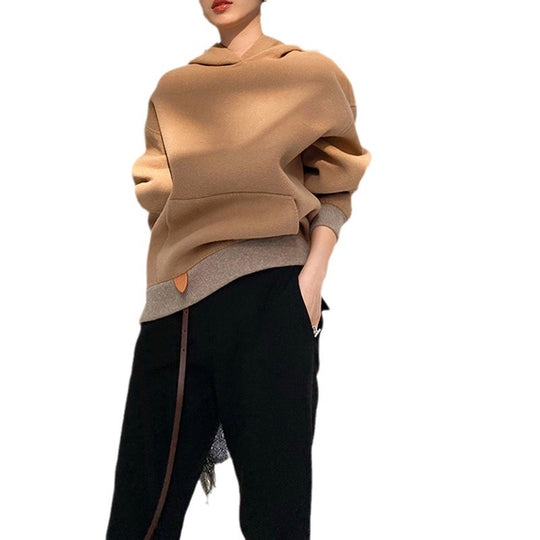 Damen Oversized Sweatjacke mit Kapuze und modernem Houndstooth-Muster Shop Nory