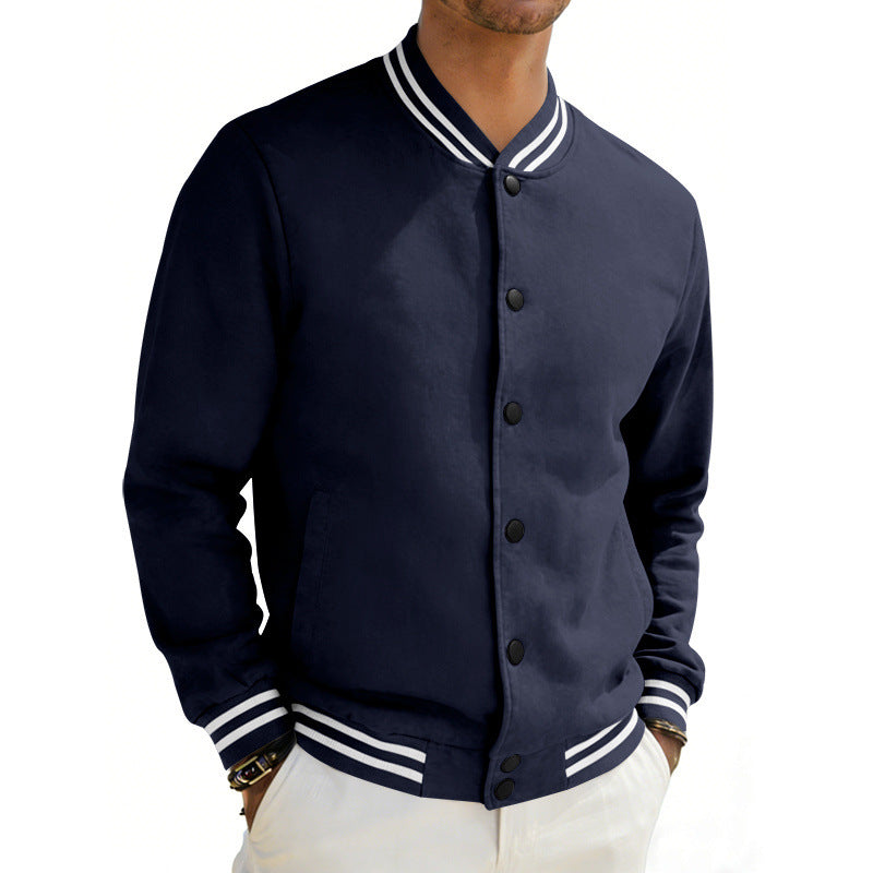 Herren Varsity-Bomberjacke aus Sweat mit gestreiftem Rippkragen Shop Nory